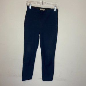 Everlane Womens 2 Skinny Leg Crop Pant Navy Blue Ankle Elastic Waist Side Zip